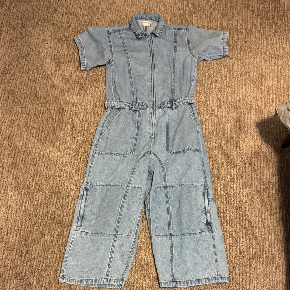 Free People Light Blue Denim Jumpsuit